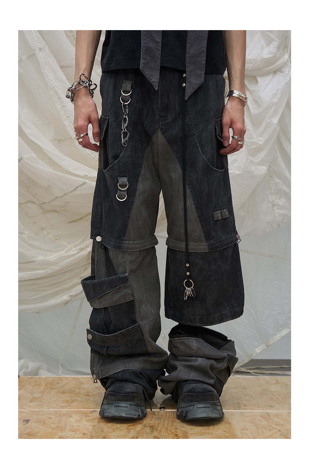 Convertible Panel Cargo Wide Leg Pants
