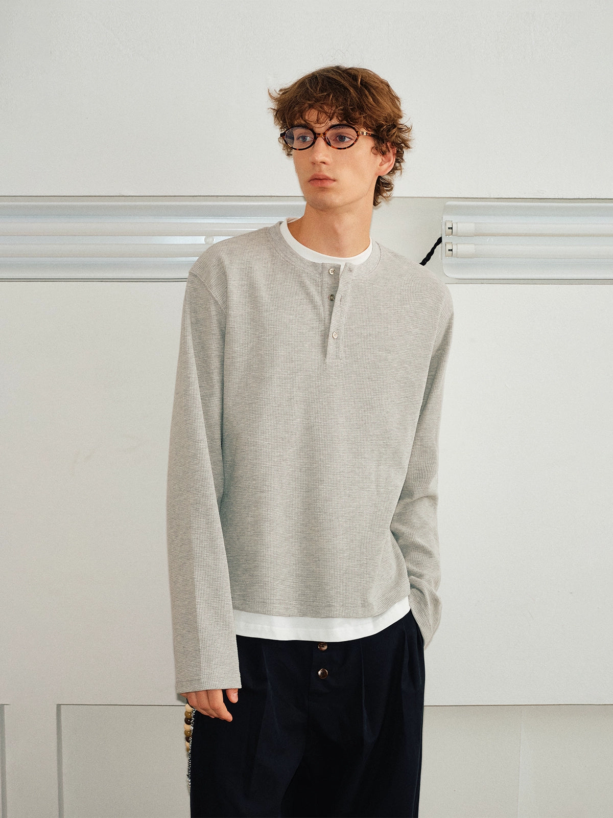 Long Sleeve Slim Layered Henley Shirt