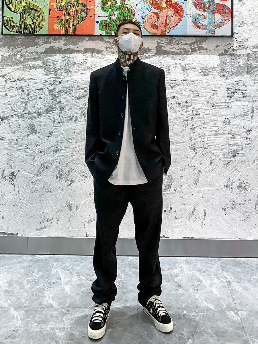 Concrete Gallery Minimalist Jacket and Ankle‑Cut Pants Setup