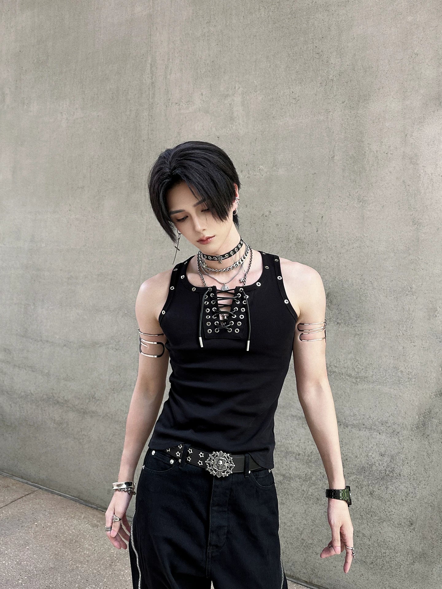 Nightlock Rivet Lace-Up Tank Top
