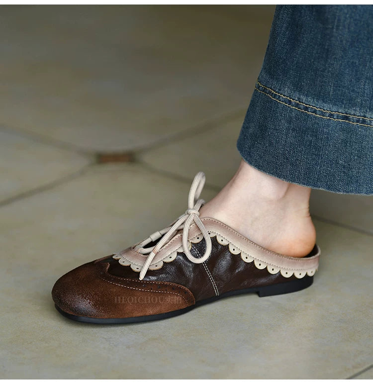 Rosalie Scallop Lace-Up Flats