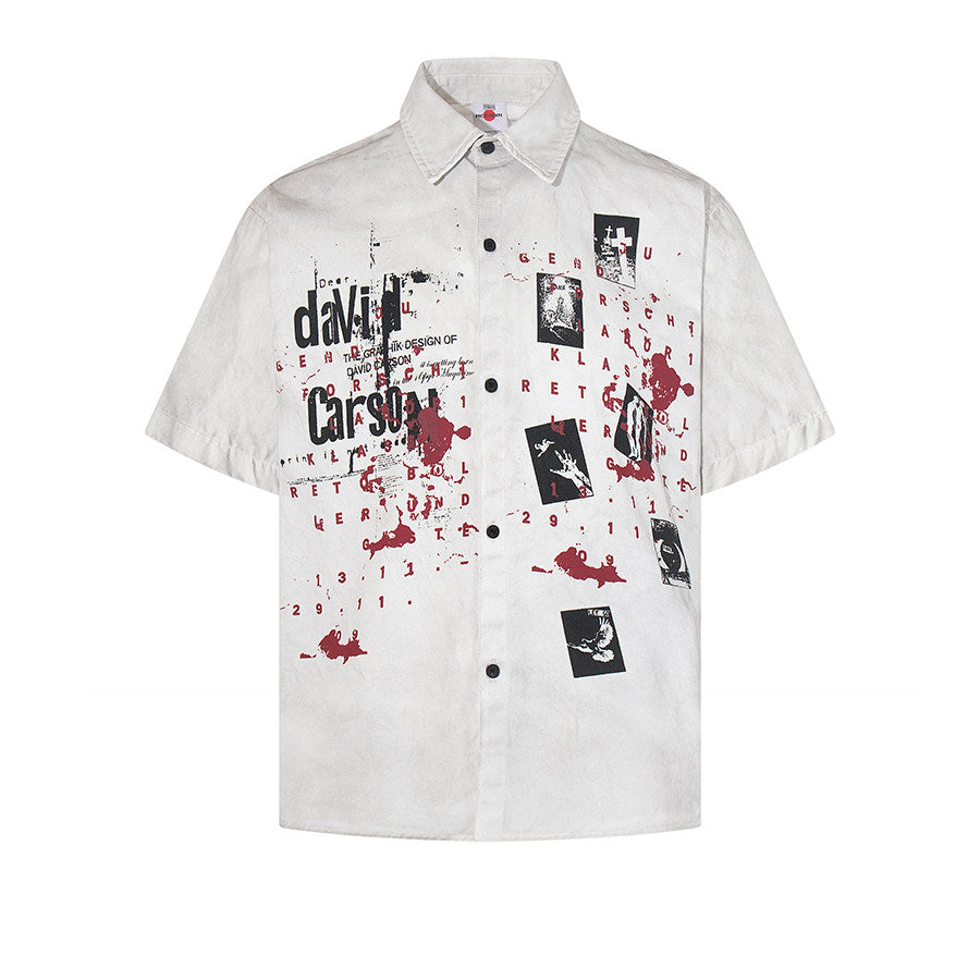 Men's Splatter Graphic-Print Short-Sleeve Shirt