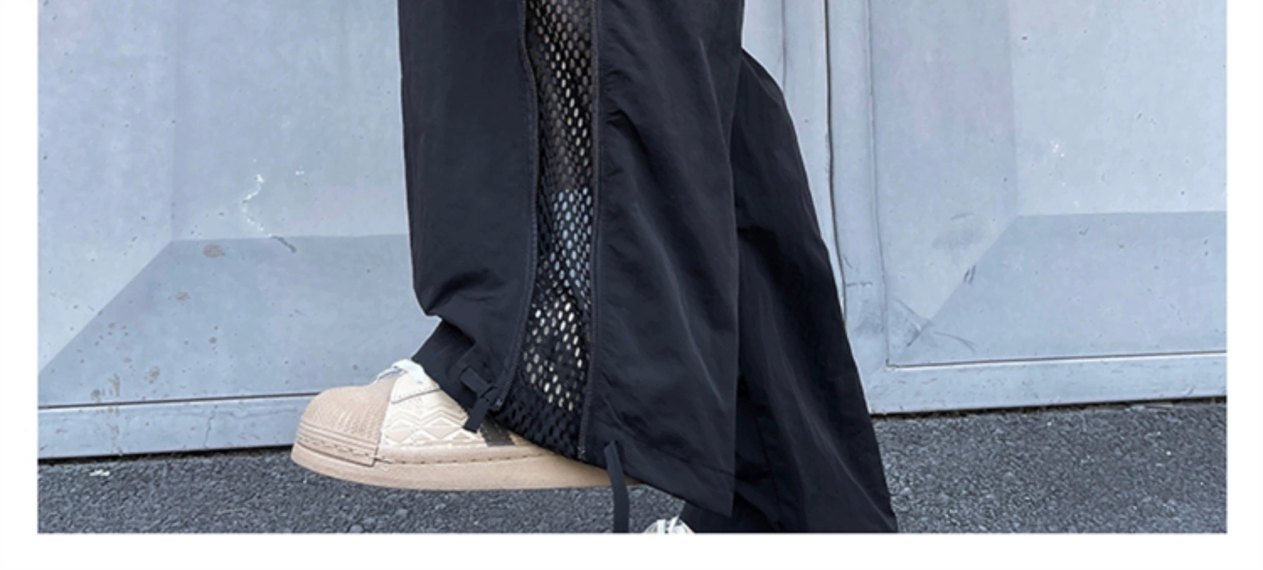Mesh Panel Wide Leg Pants