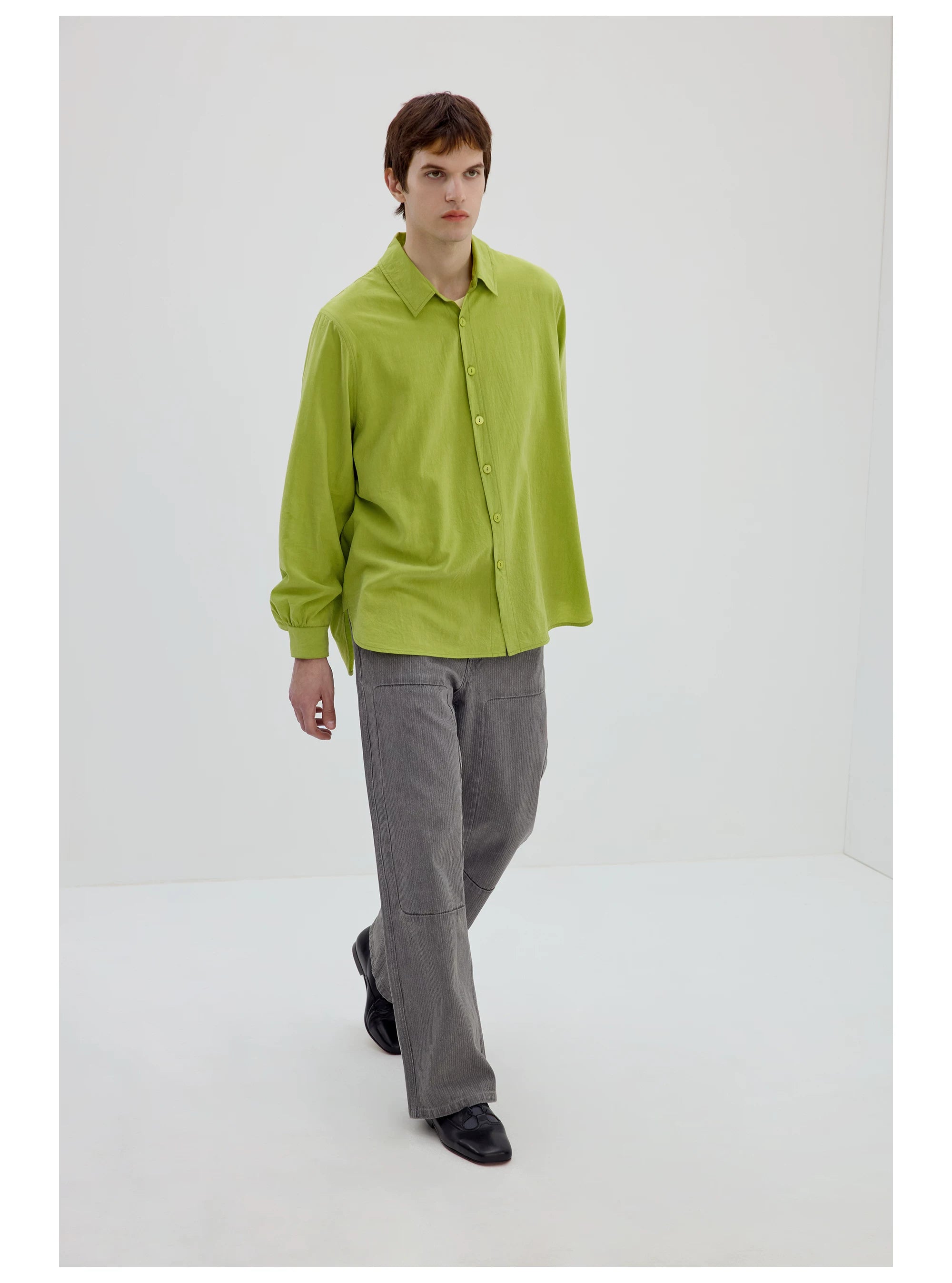 Gray Straight-Leg Patch Pocket Pants