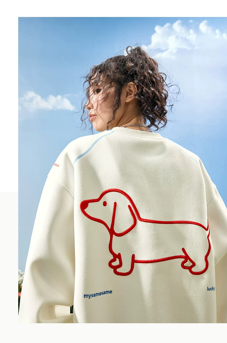 Dachshund Embroidered Oversized Crewneck Sweatshirt