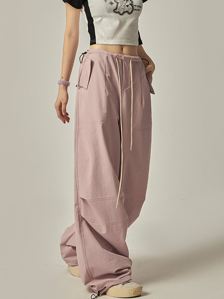 Pink Wide Leg Cargo Pants