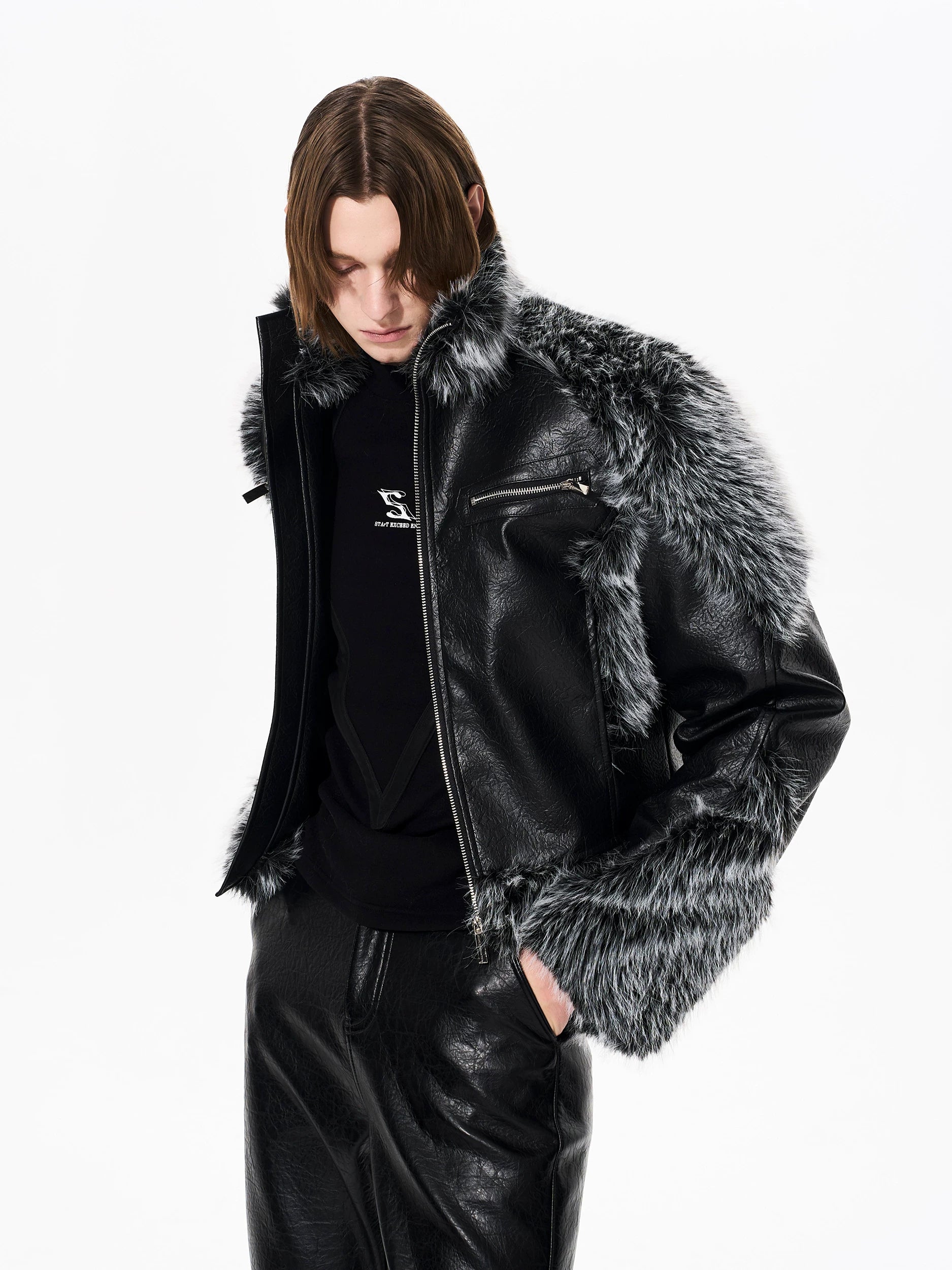 Frostfang Trim Faux-Fur Biker Jacket