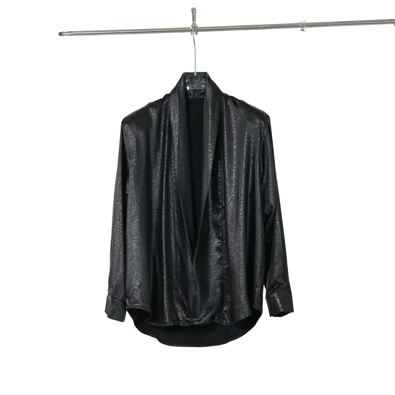 Obsidian Drape Faux‑Leather Shirt