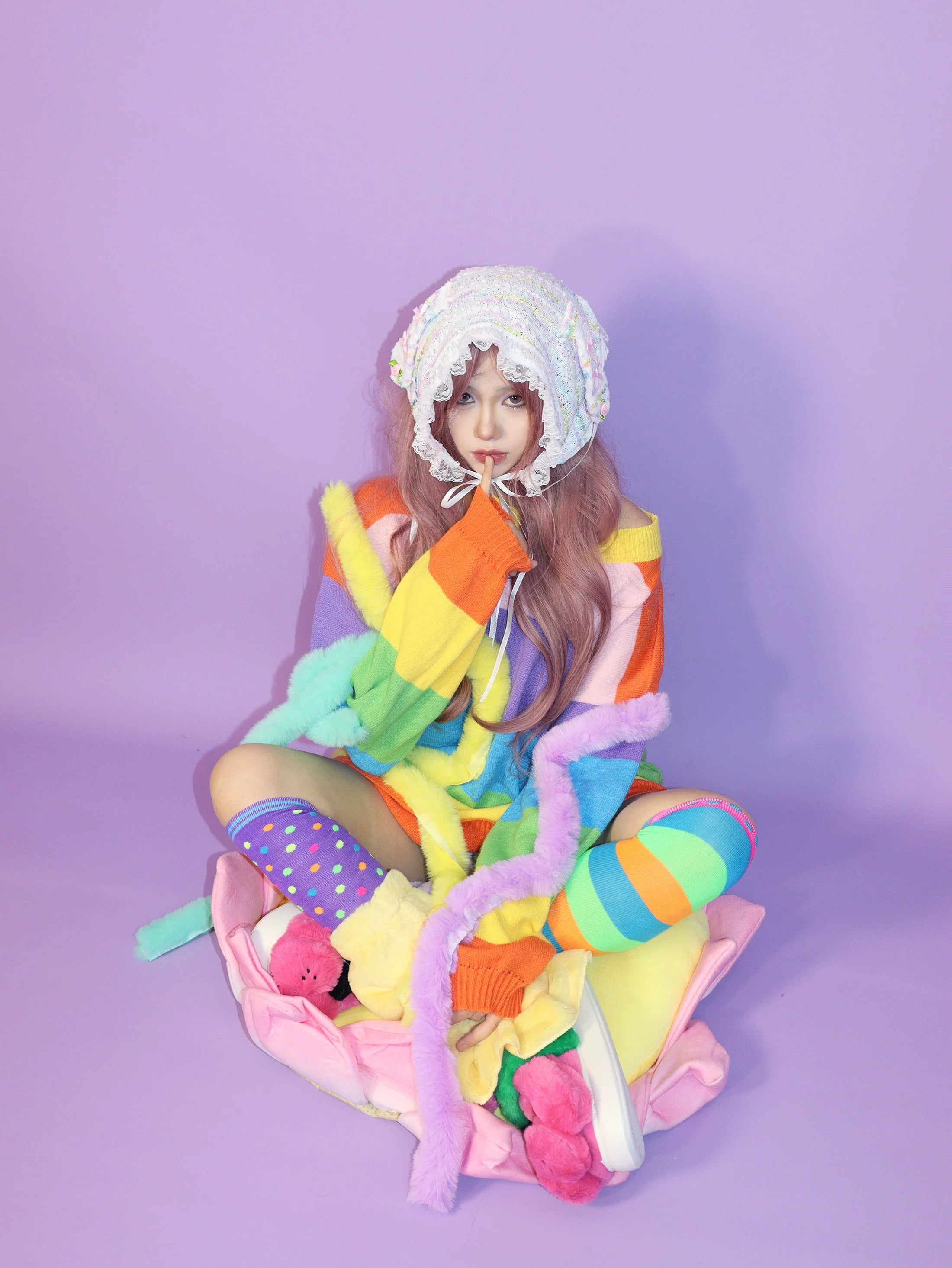 Fluffy Rainbow Stripe Sweater