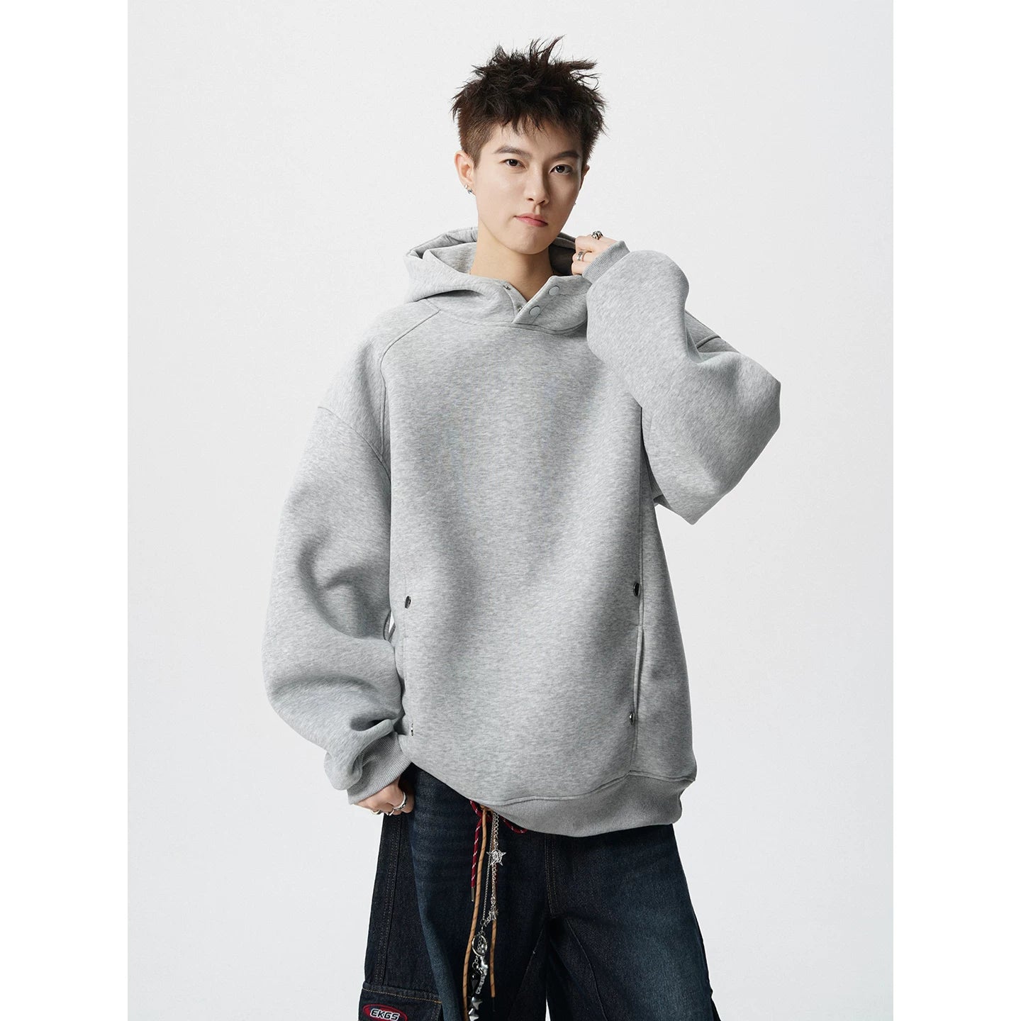 Cloudshell Snap‑Neck Fleece Hoodie