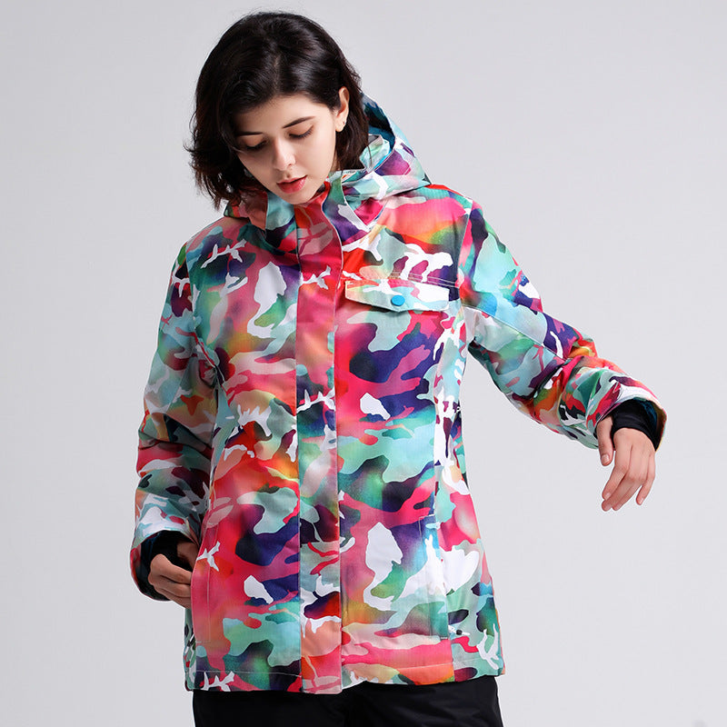 Colorful Tie-Dye Hooded Ski Jacket