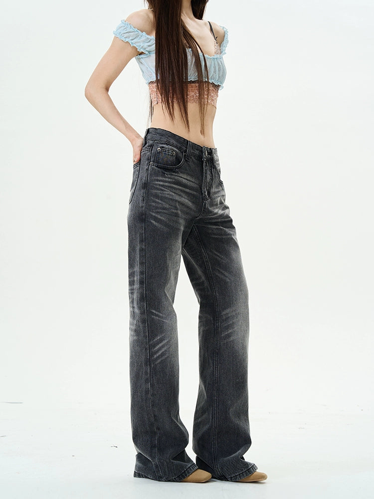 Shadow Wash Straight Leg Jeans