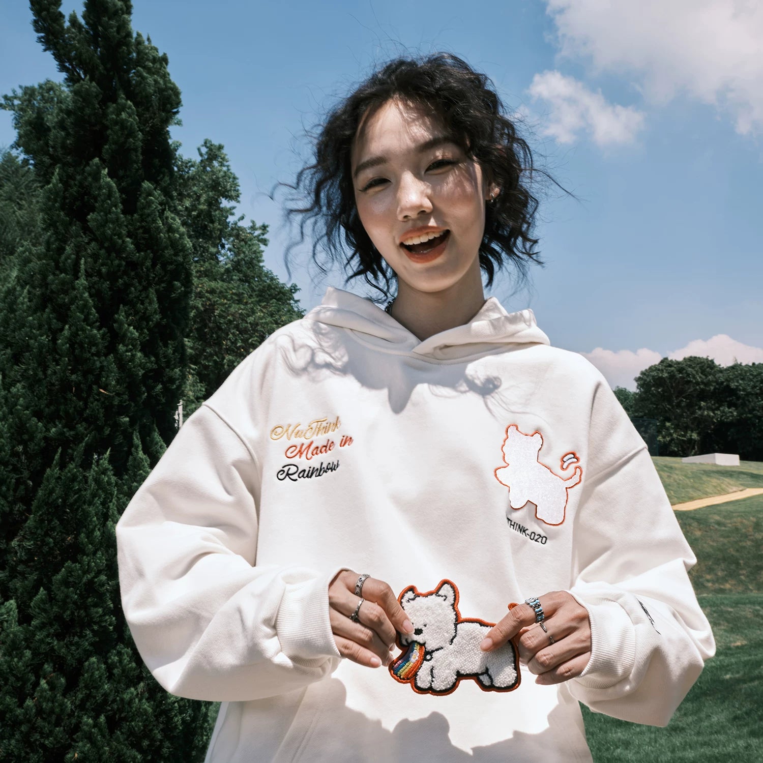 Embroidered Dog Graphic Oversized Pullover Hoodie