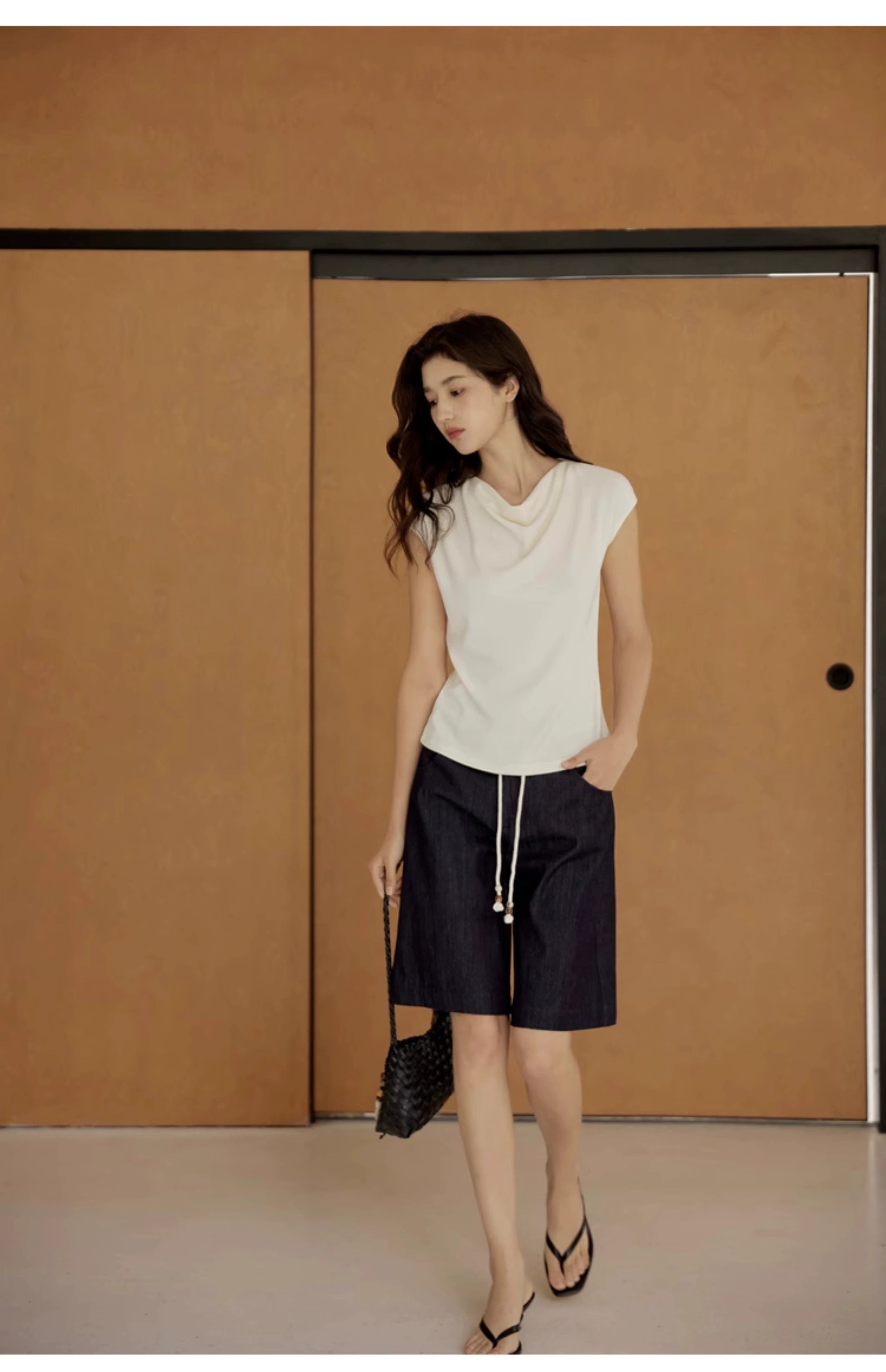 Cowl Neck Cap Sleeve Top
