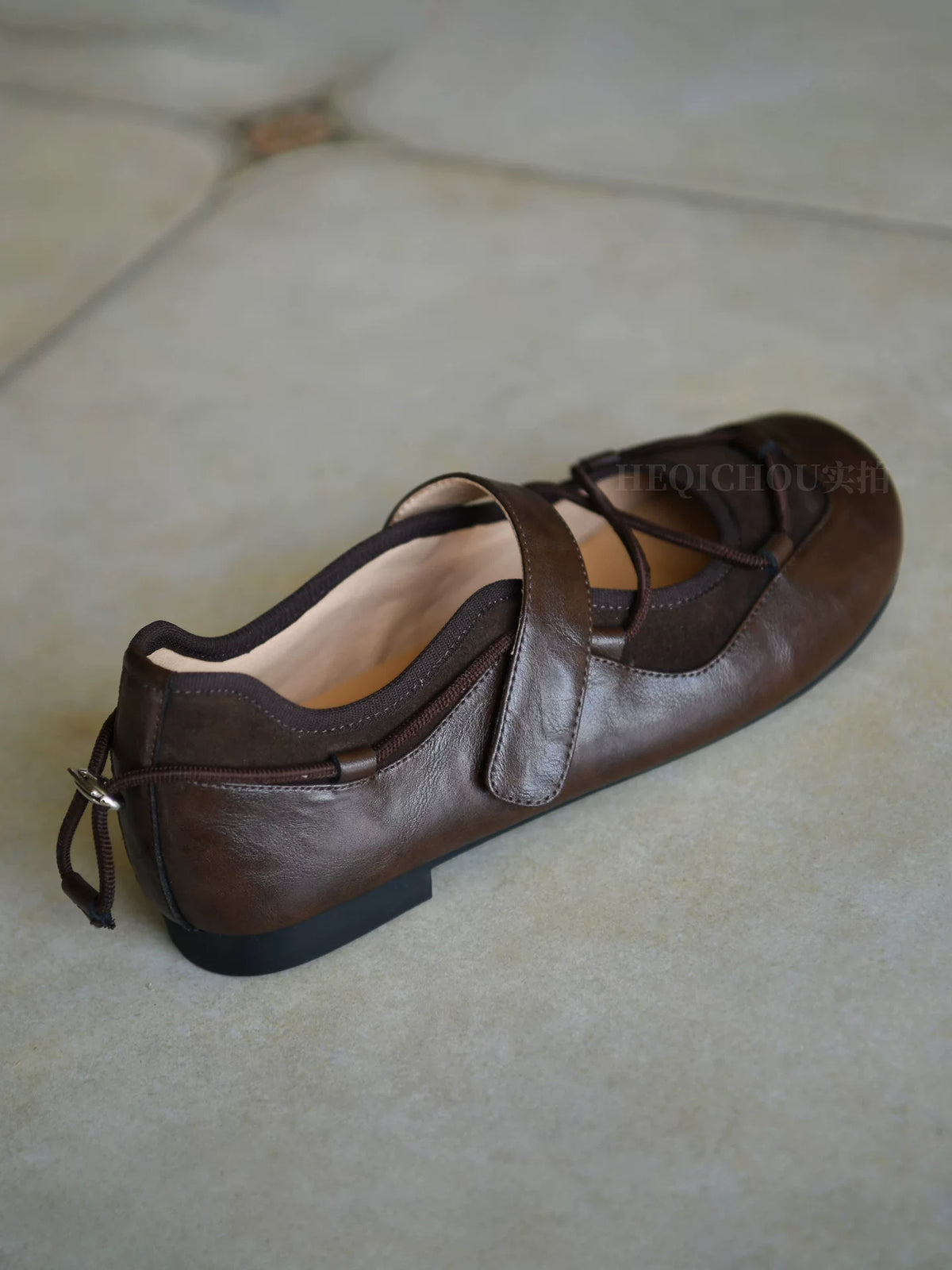 Cocoa Lace-Up Mary Jane Flats