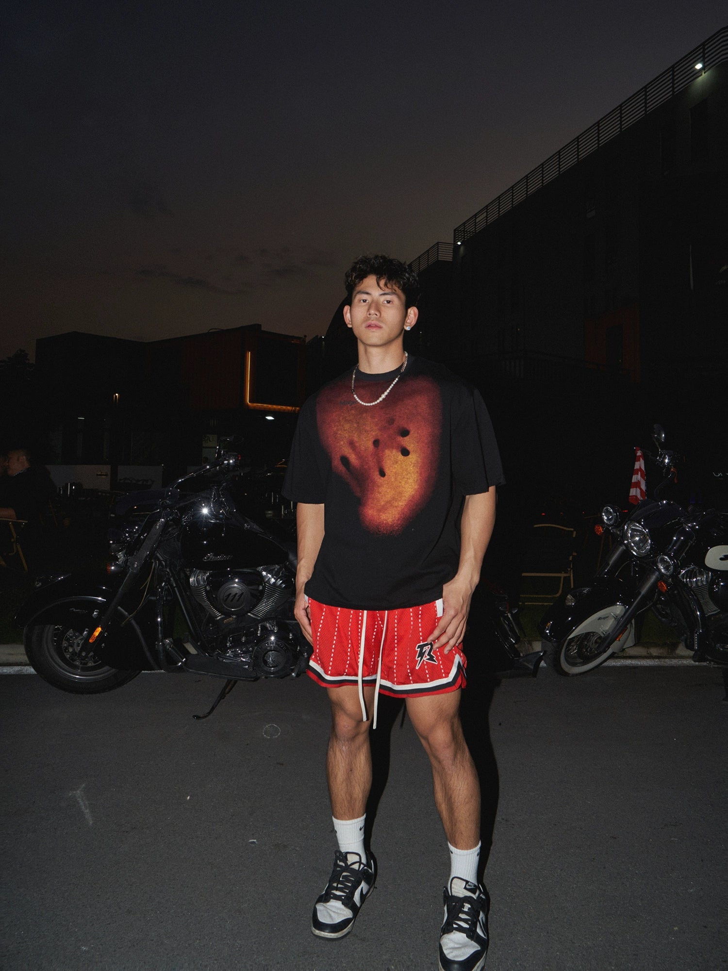 Pink Gradient White Oversized Tee