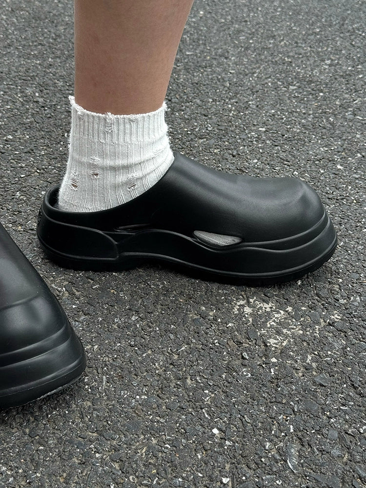Black and White Slip-On Clogs