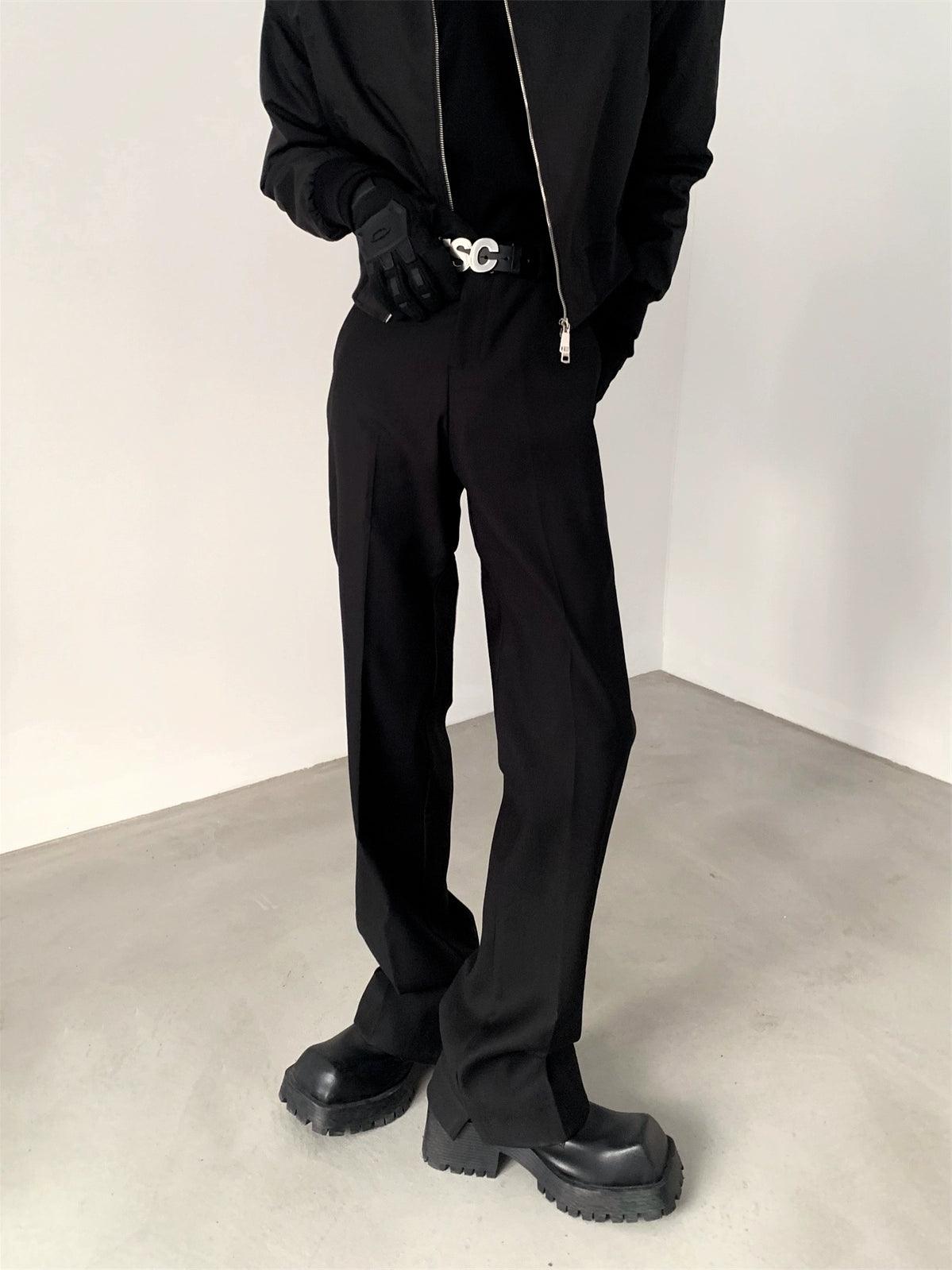 Black Straight-Leg Classic Pants