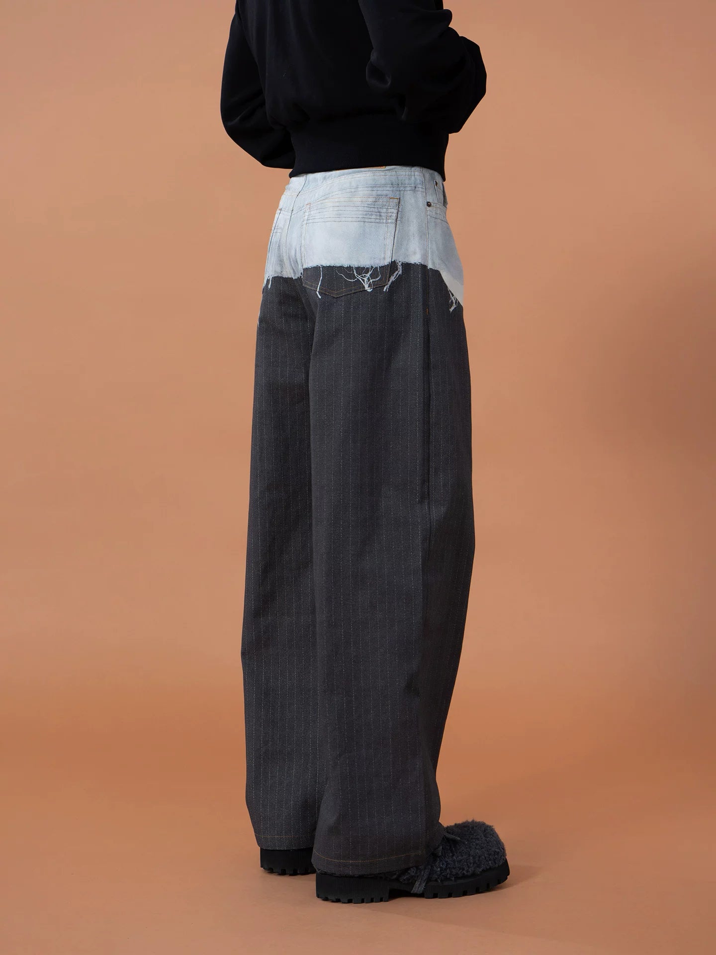 Pinstripe Splice Denim Yoke Trousers