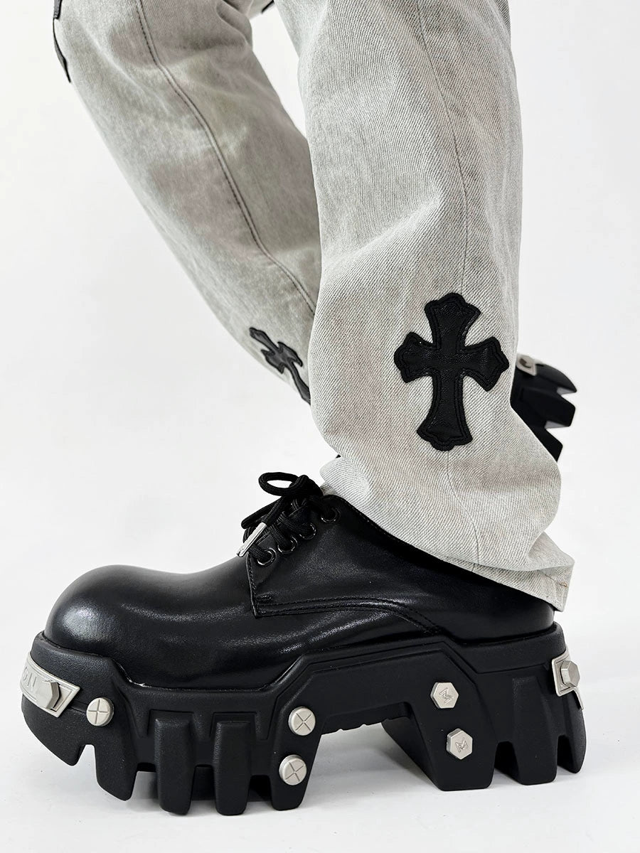 Futuristic Black 8cm Platform Oxfords