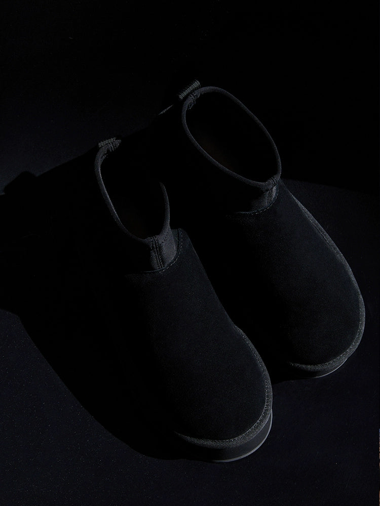 Suede Slip-On Ankle Boots With A Thick Sole