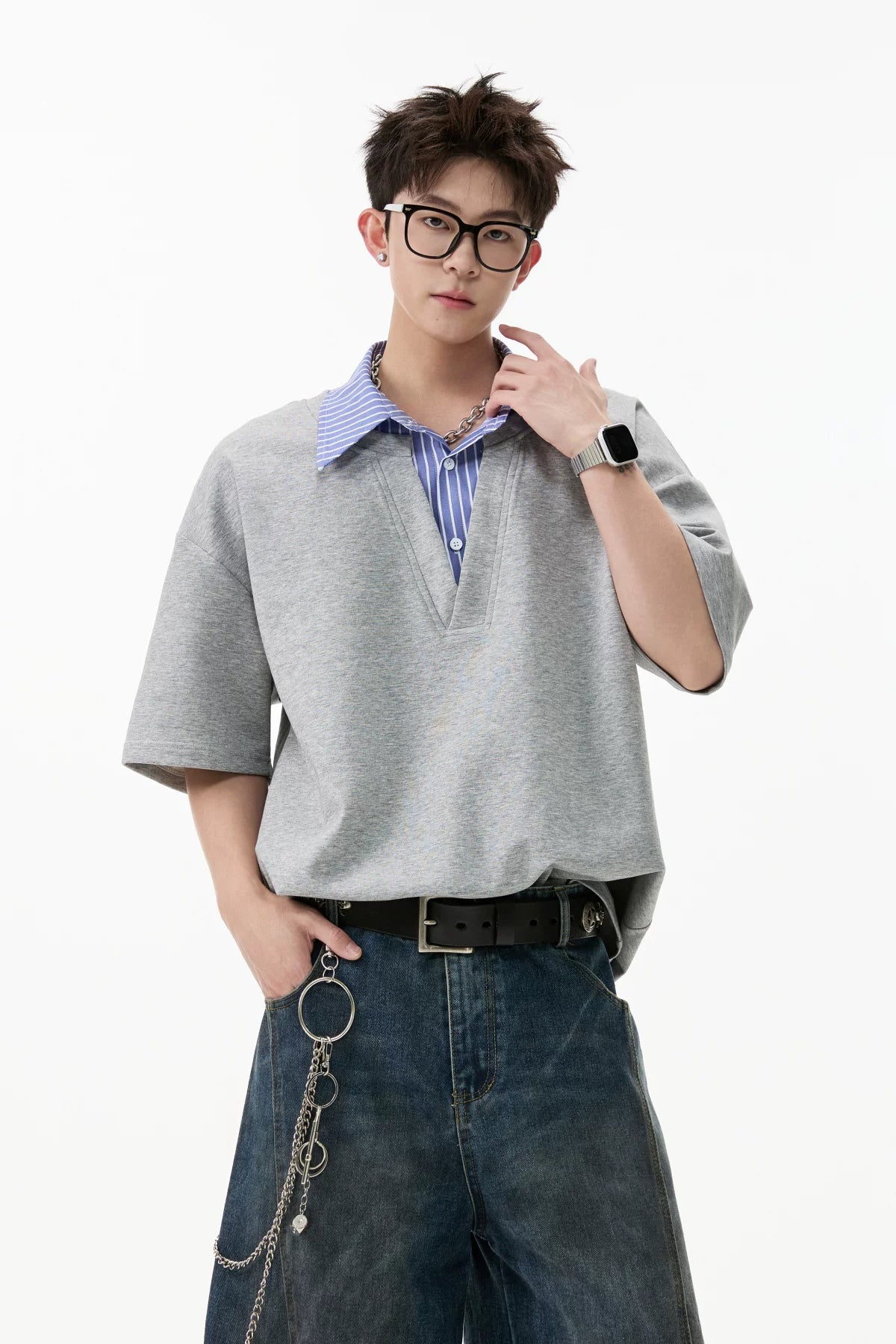 Layered Plunge Popover Polo