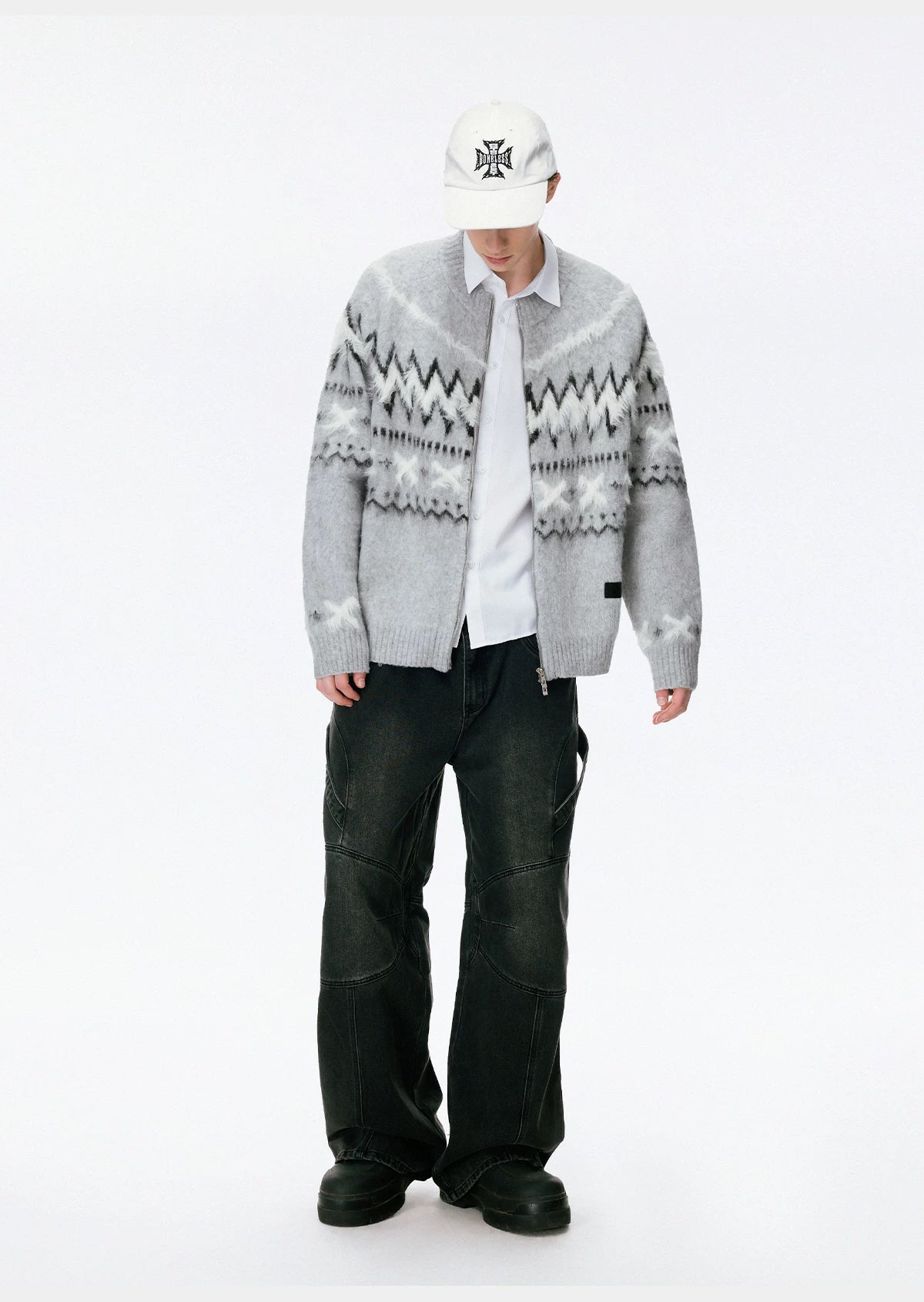Nordic Frost Zip Knit Cardigan