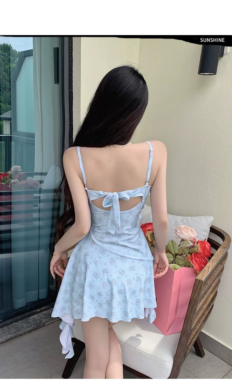 Lake Blossom Ruffle Rose Sundress