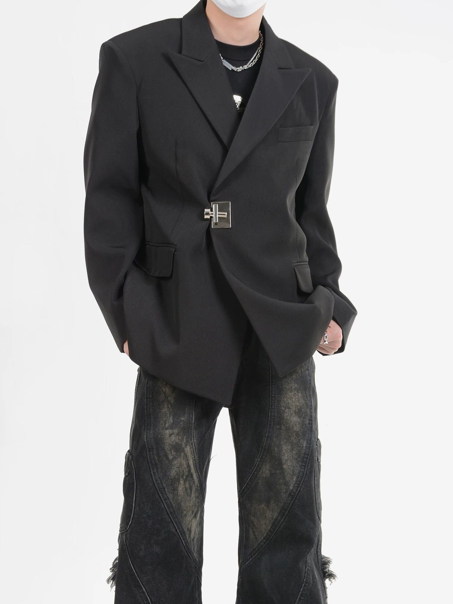 Obsidian Latch Asymmetric Blazer