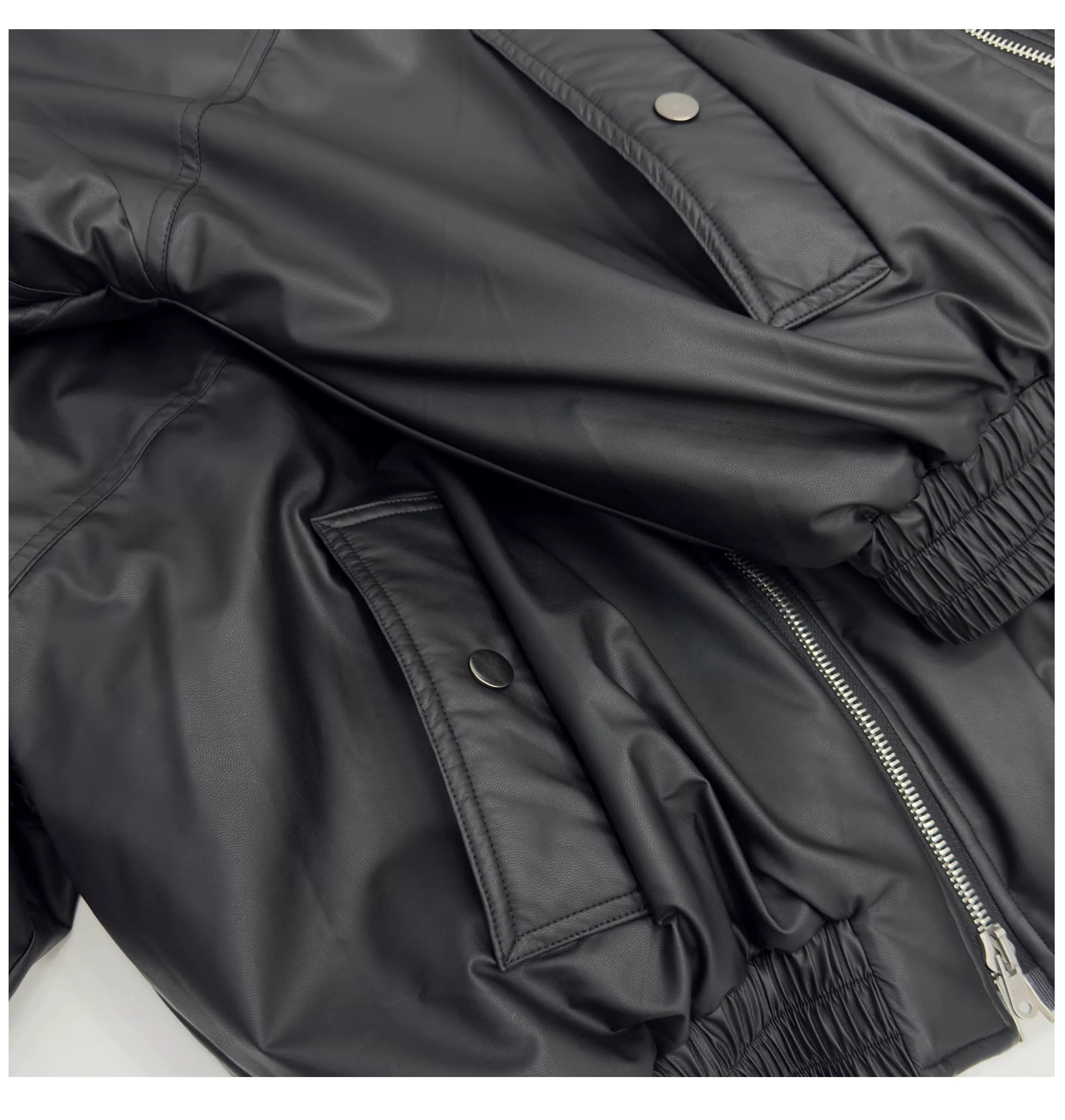 Midnight Rivet Hooded Puffer Bomber