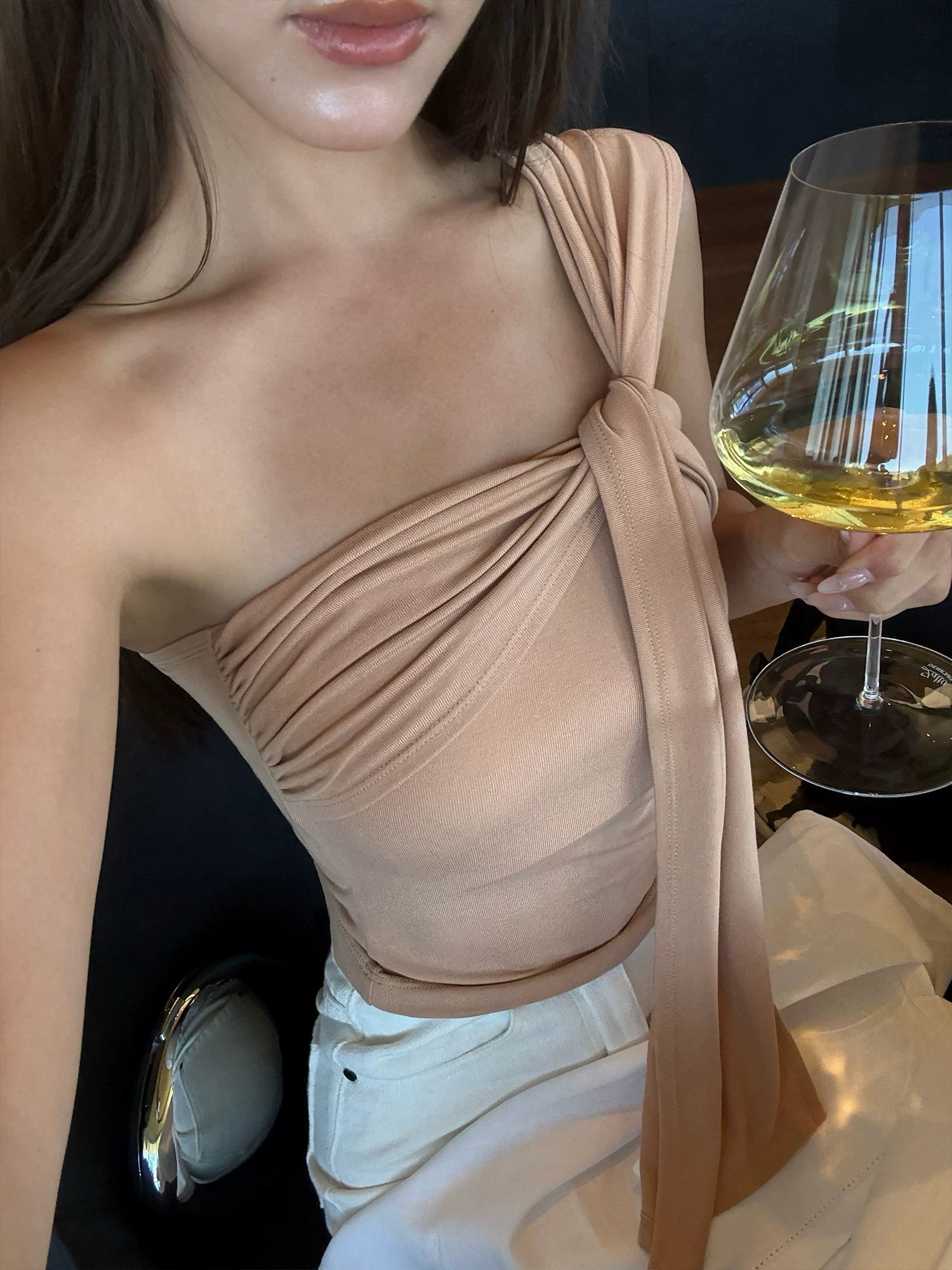 Asymmetric Draped One Shoulder Top