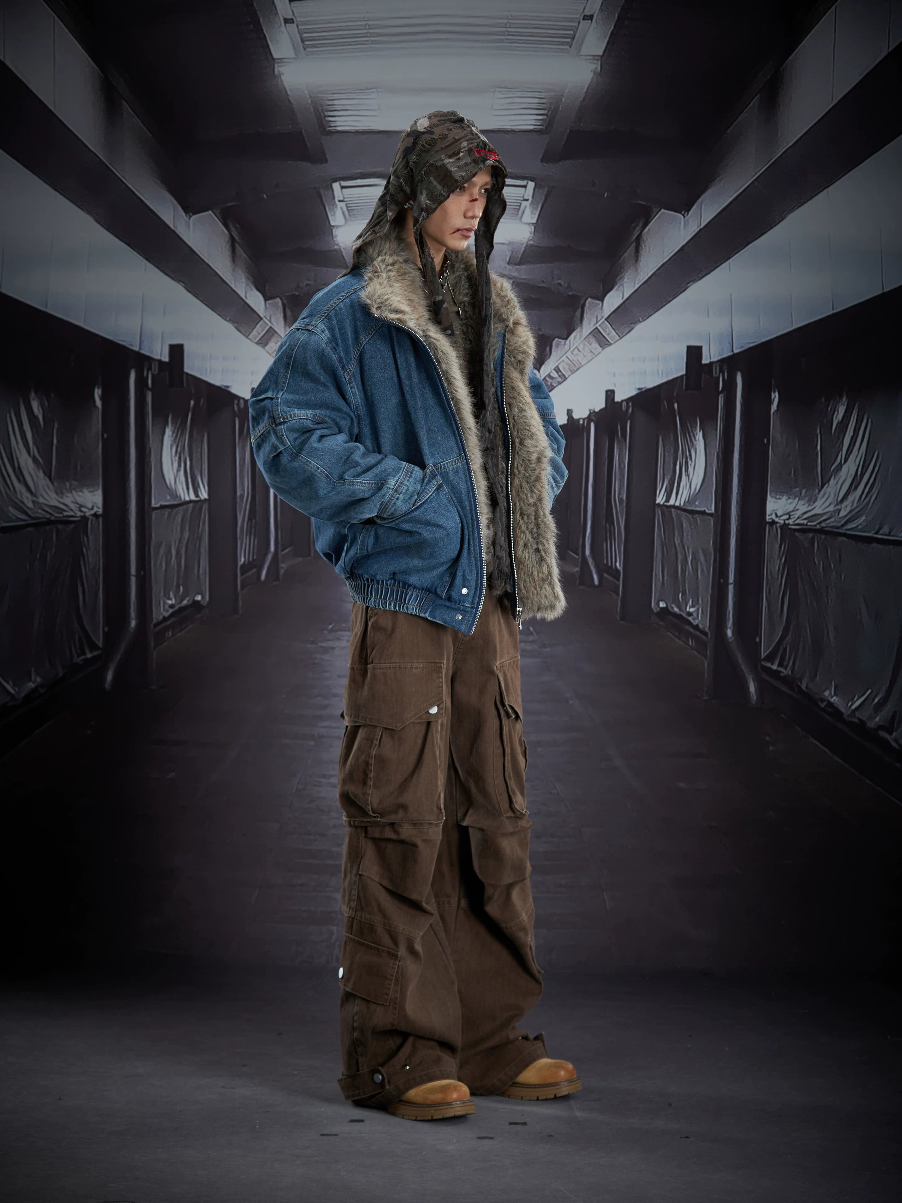 Frostlined Forge Denim Bomber Jacket
