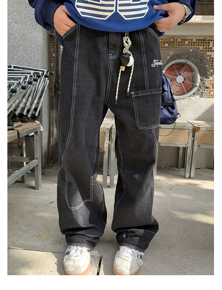 Straight-Leg Washed Jeans