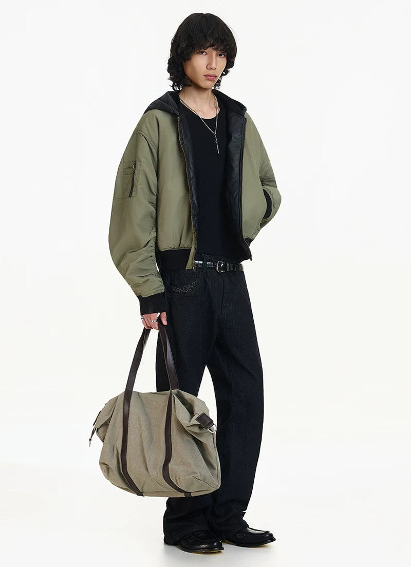 Shadow Hooded Leather Bomber Jacket