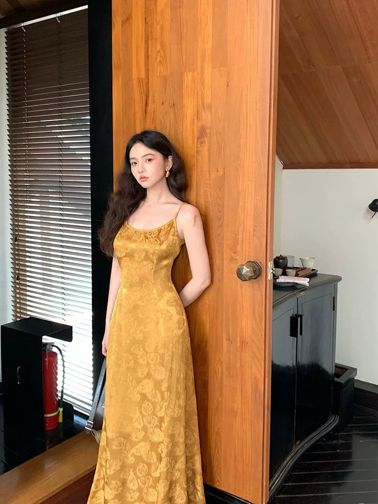 Jacquard Satin Slip Dress