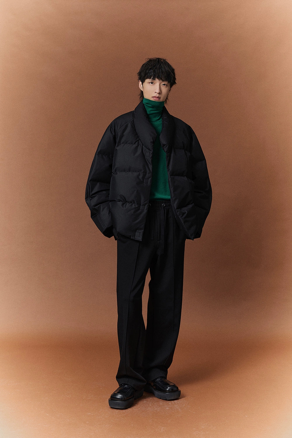 Retro V-Neck Raglan Down Jacket