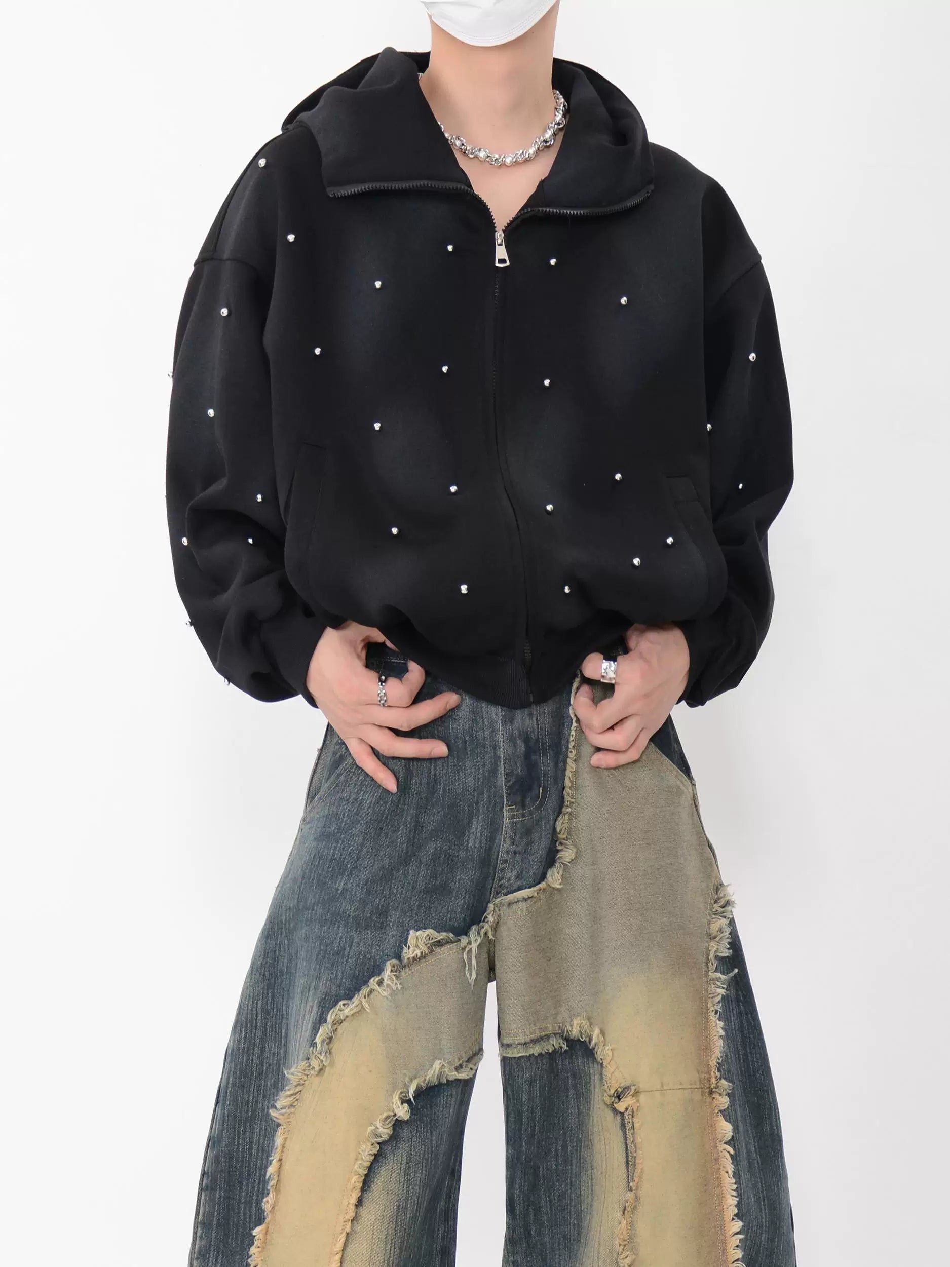 Stellar Drift Studded Zip Hoodie