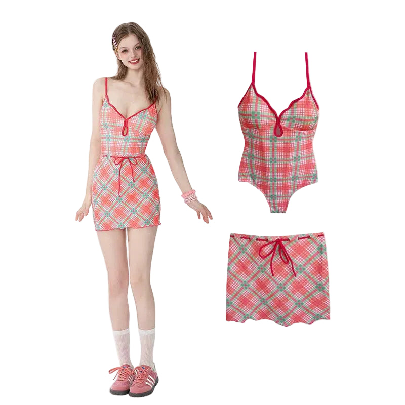 Candy Plaid Court Mini Skirted Suit