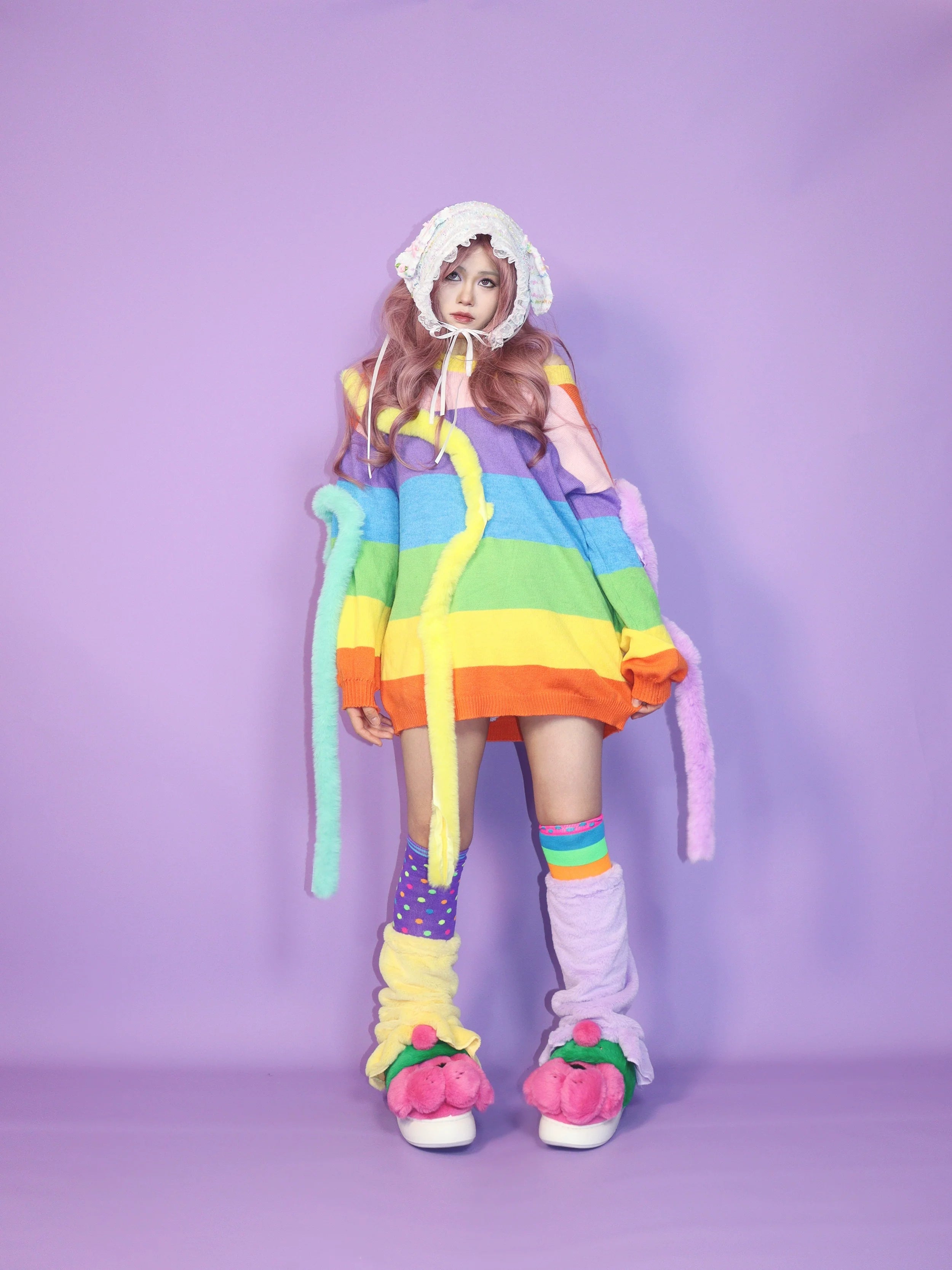 Fluffy Rainbow Stripe Sweater