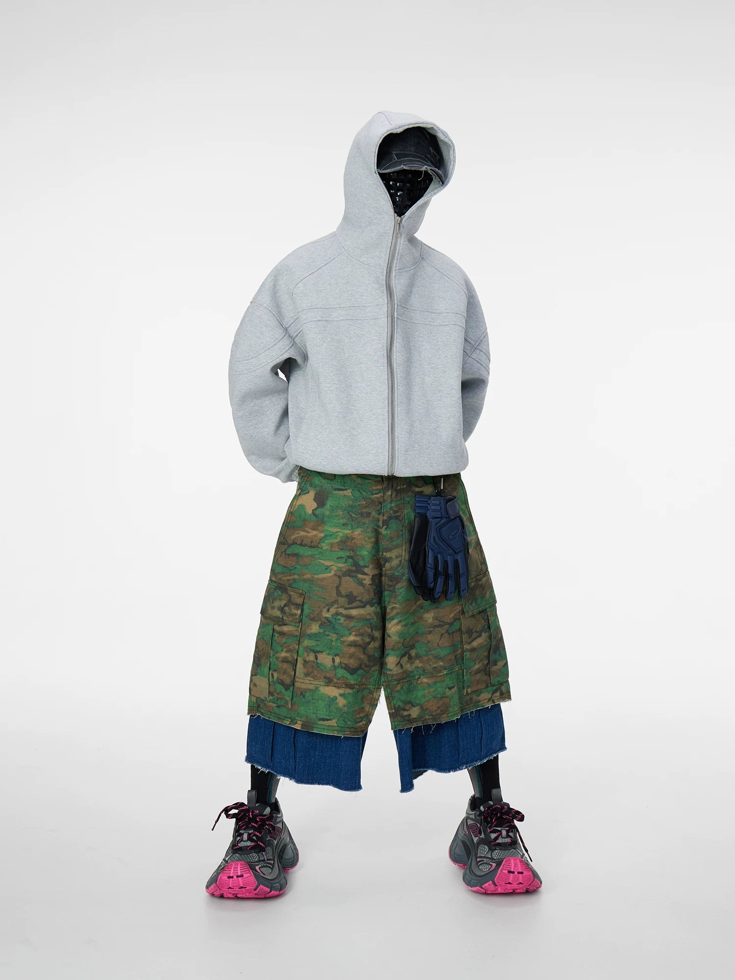 Cavalier Splice Camo-Over Denim Shorts