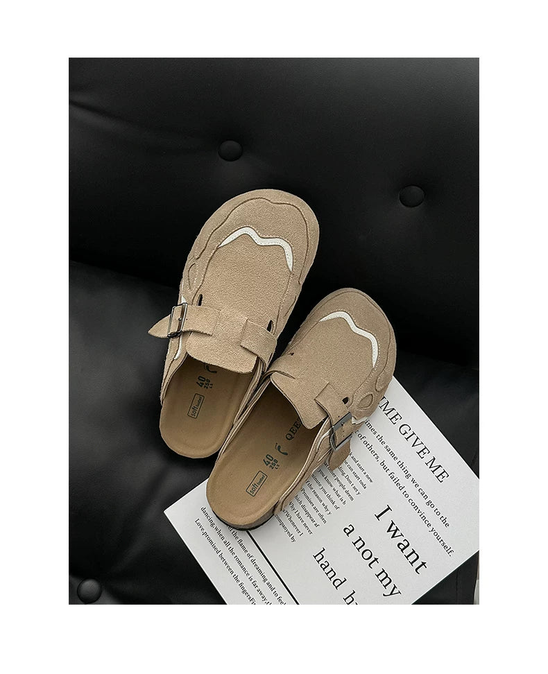 Suede Buckle Cork Footbed Clogs