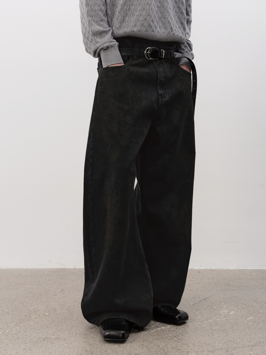 Washed Black Ultra Wide-Leg Puddle Jeans
