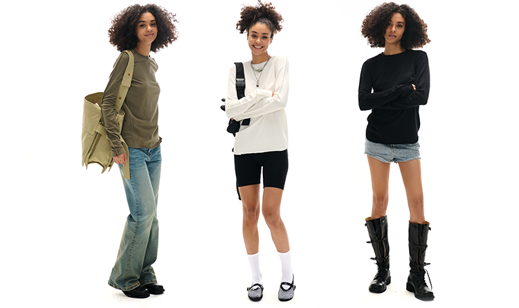 Camiseta de manga larga de ajuste delgado de cuello redondo