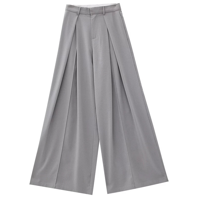 Fluid Pleated Wide-Leg Trousers