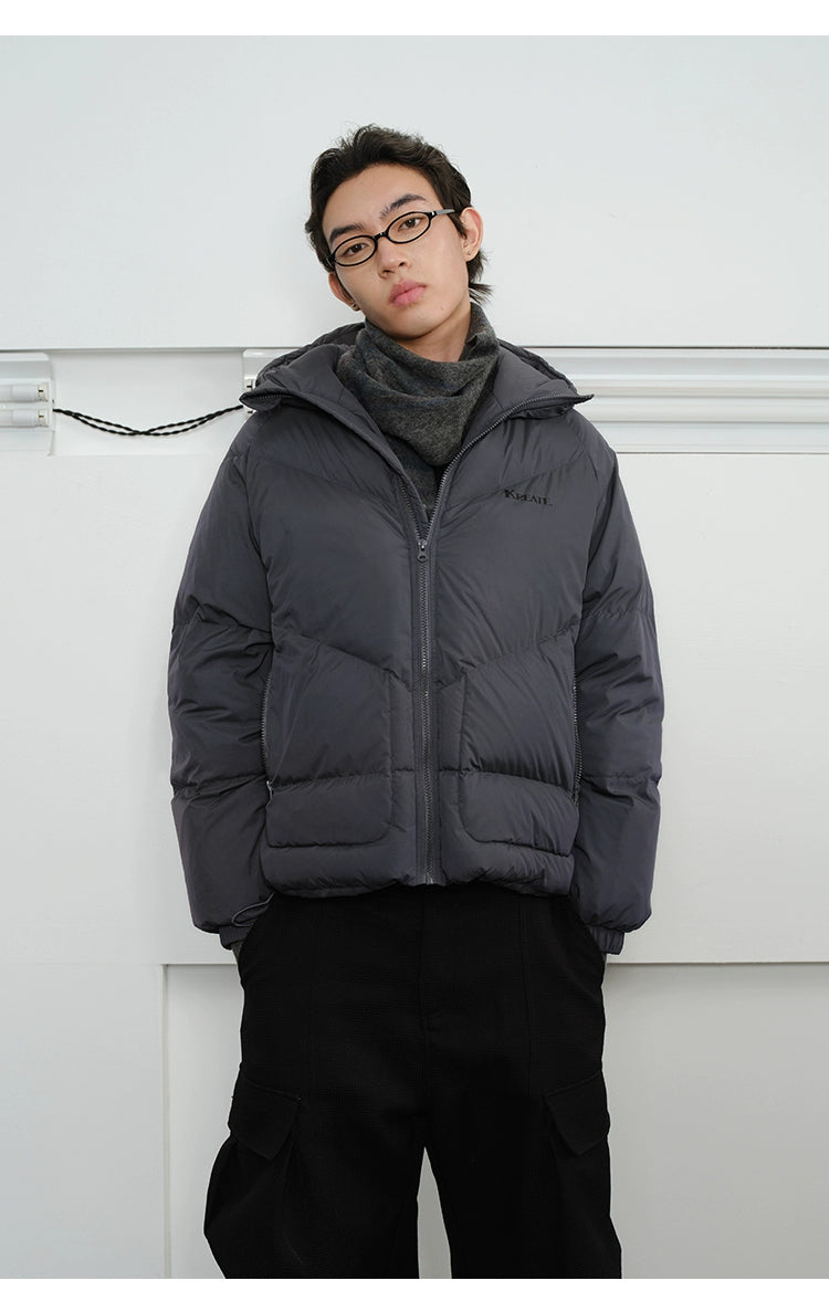 Slate Grey Puffer Hooded Jacket
