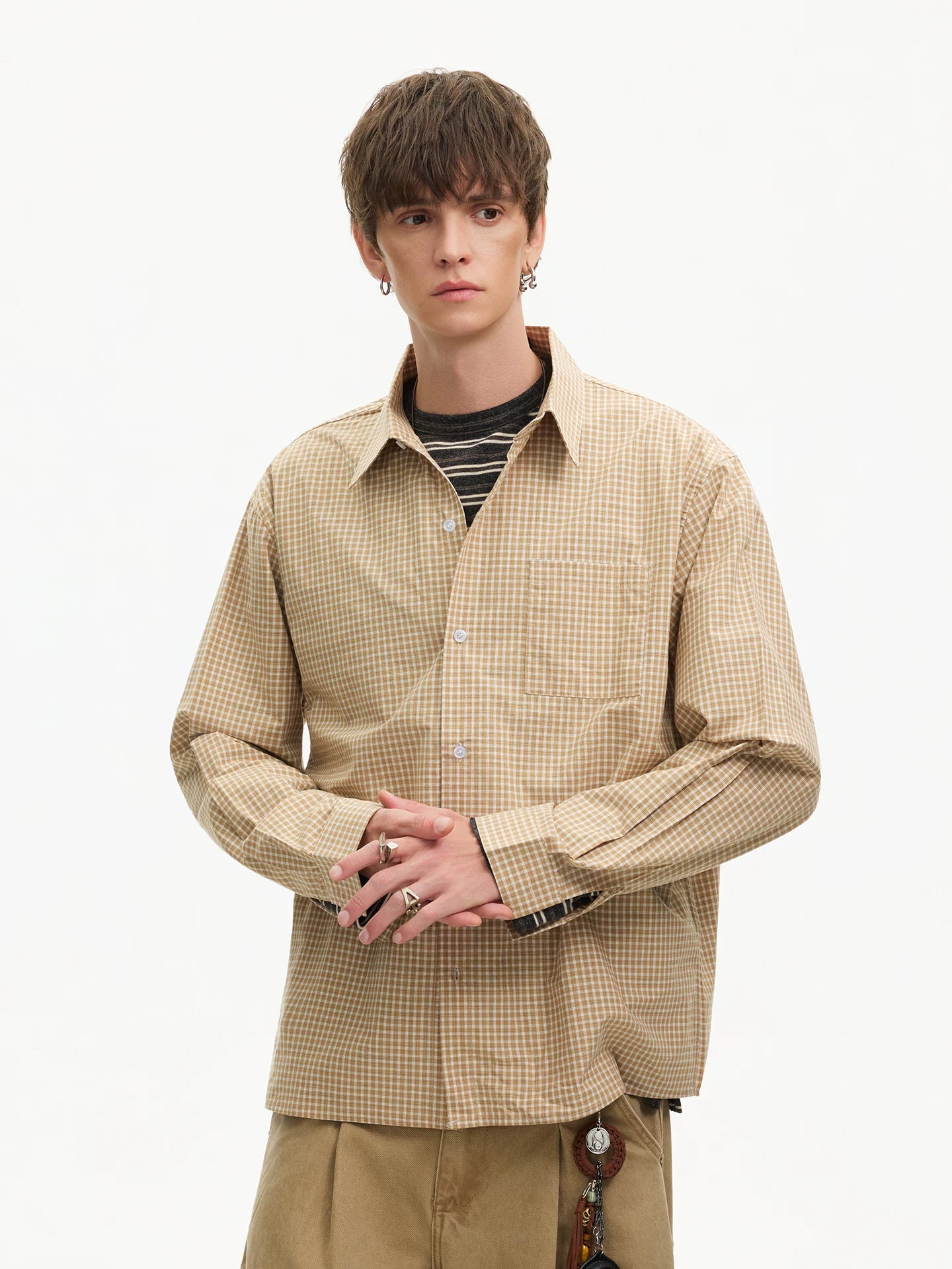 Honeycheck Layered Oversize Shirt