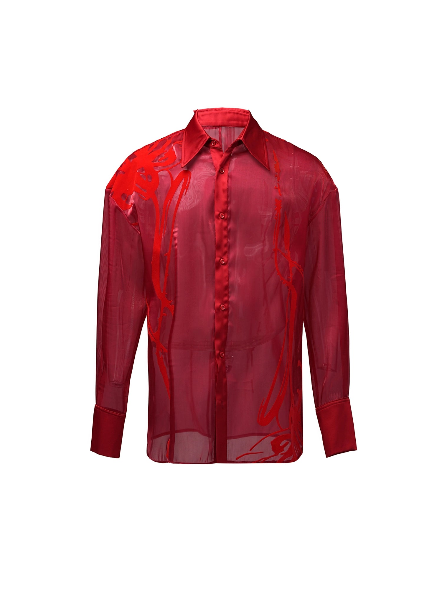 Red Sheer Glossy Statement Shirt