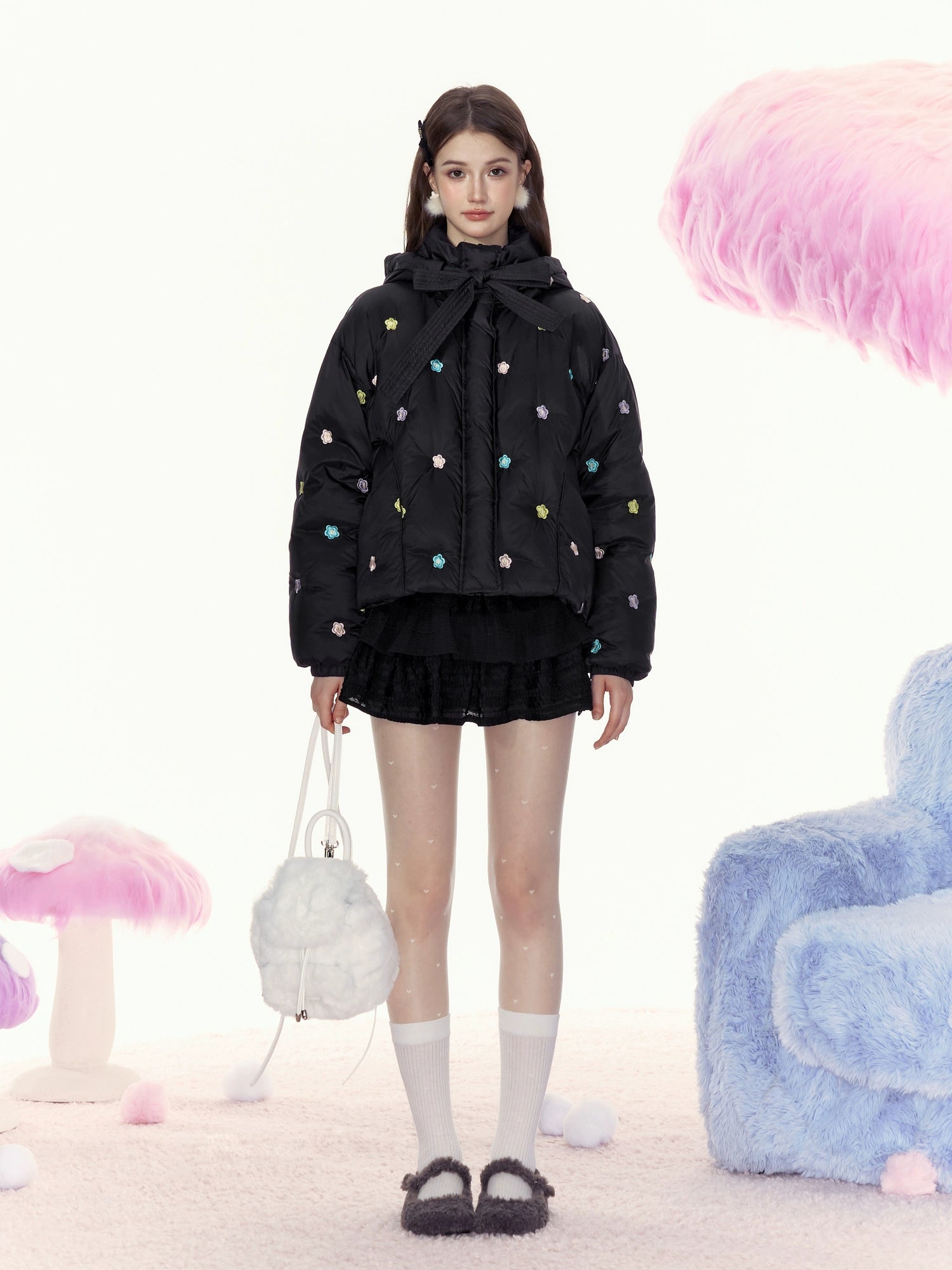 Floral Embroidered Puffer Jacket