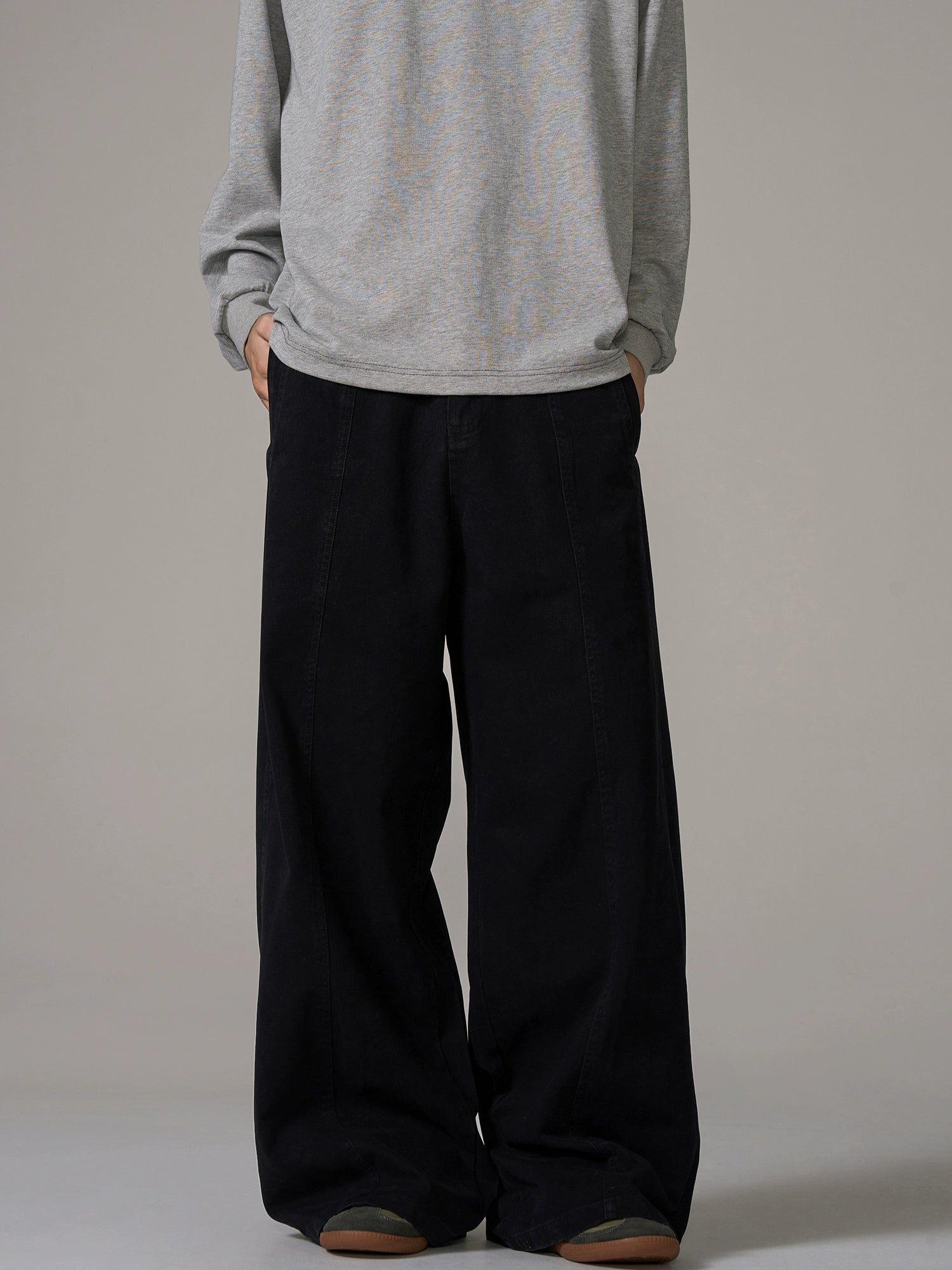 Wide-Leg Brown Wool Trousers