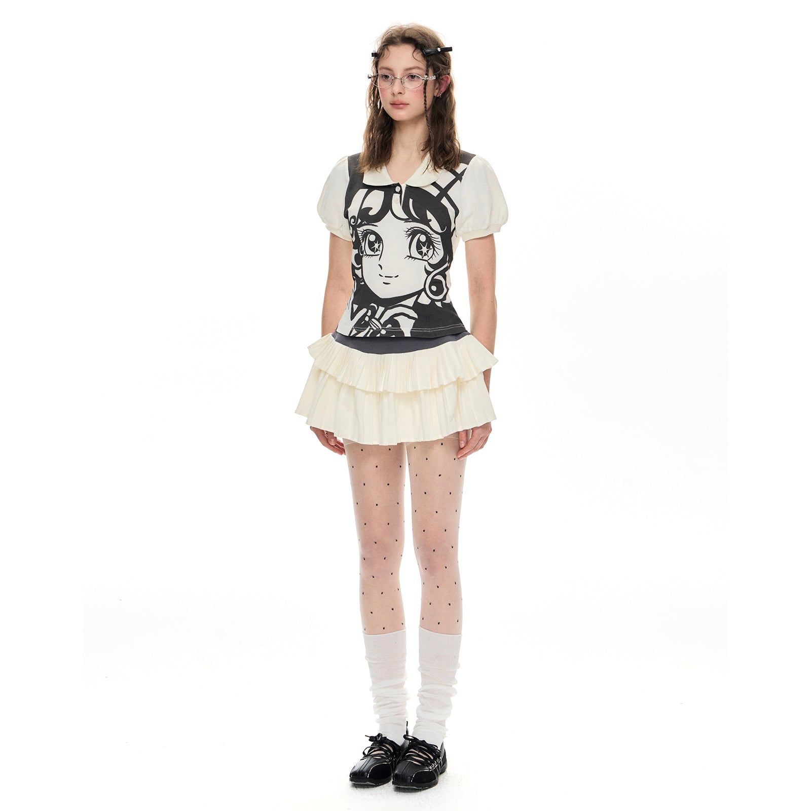 Anime-Inspired Polo & Pleated Skirt Set